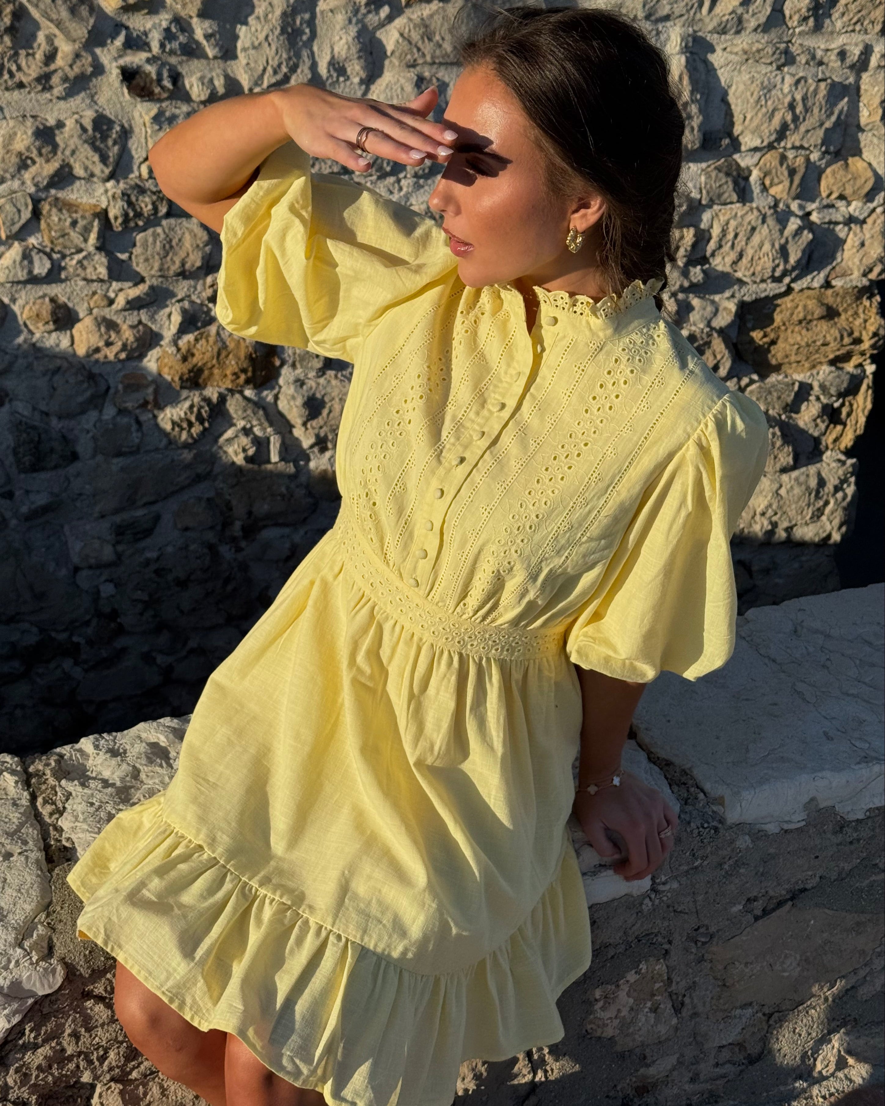 AWCLOVER Short Dress - Pale Banana